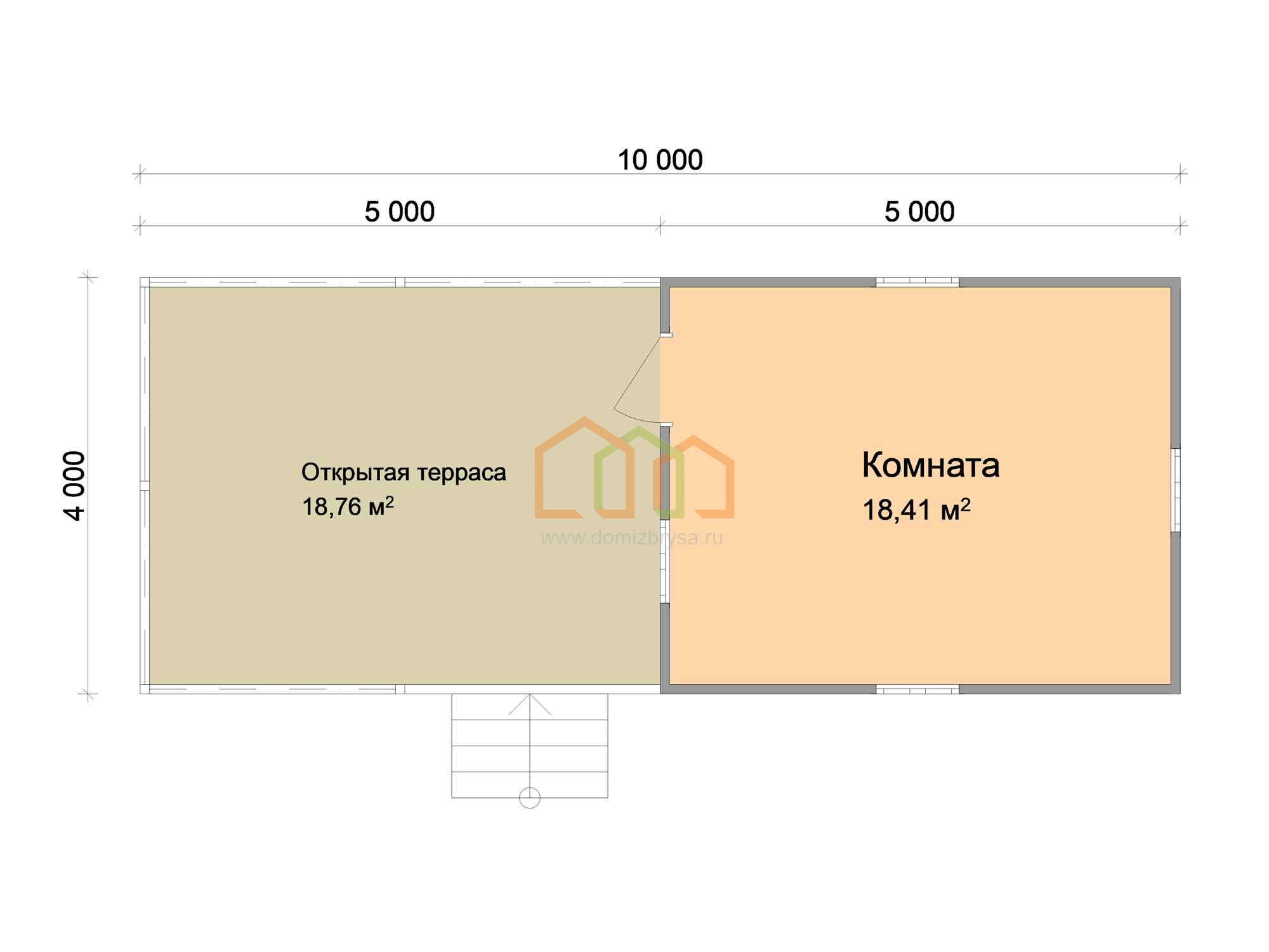 Брусовой садовый домик с террасой Дуб (БТ) 4x10 Площадь: 40 м² с террасой  купить под ключ в Балабаново